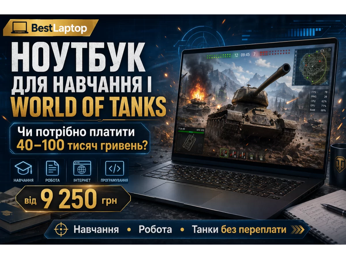 Ноутбук для навчання і World of Tanks: чи потрібно платити 40–100 тисяч гривень?